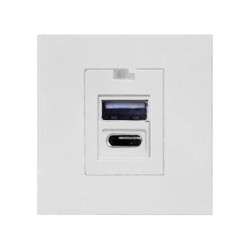 NOEN USB x2 - typ A+C, podwójny port modułowy 45x45mm z ładowarką USB, 2,1A 5VDC, biały,OR-GM-9010/W/USBAC