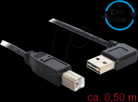 85167 USB 2.0 Kabel, EASY A male angled to B male, 0.5 m