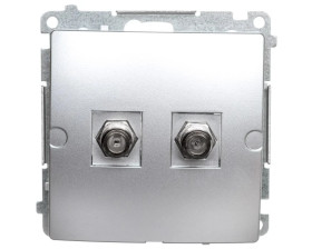 Simon Basic Gniazdo antenowe typu F podwójne srebrny mat BMAF2.01/43