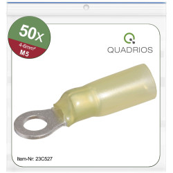 Quadrios 23C527 Ring Terminal 6 mm² 5.3mm Hole Partially Insulated Yellow