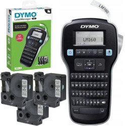 Drukarka etykiet DYMO LabelManager 160 dla biura, domu, instalatora (LM 160) S0946320 / 2181011 + 3 taśmy DYMO D1 12mm