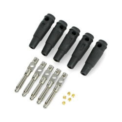 Wtyk bananowy z gniazdem AL2311A - czarny - 5 szt.