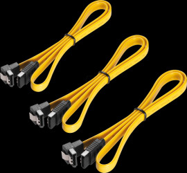 X-SATA020-030G-SET3 Cable set, 3x SATA 6-Gbps conn. &gt; conn. 50 cm, angled, yellow