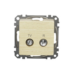 Gniazdo R/TV przelotowe (10dB), brzoza, efekt drewna, Sedna Design i Elements SDD180478R