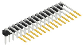 Pin header, 15 pole, pitch 2.54 mm, angled, black, 10056238