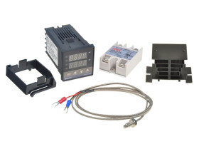 Regulator temperatury Sterownik REX C100 + SSR 25DA + termopara K + radiator aluminiowy