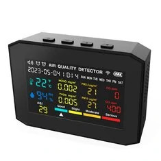9w1 Przenośny Miernik Jakości Powietrza PM2,5 PM10 CO CO2 TVOC HCHO AQI Temperatura i Wilgotność Tester