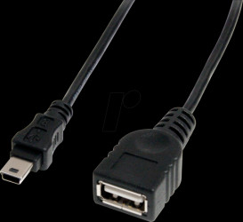 USBMUSBFM1 USB 2.0 cable, mini B male to A female, 30 cm