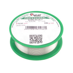 Cyna lutownicza bezołowiowa - spoiwo Sn99,3Cu0,7 - topnik 1.1.3 - 0,56mm - Cynel 100g