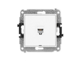 MINI Mechanizm gniazda telefonicznego pojedynczego 1xRJ11, 4-stykowy, beznarzędziowe, bez pola opisowego biały mat 25MGTBO-1 KAR