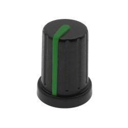 Gałka na oś 6mm, fi13x17mm, znacznik zielony