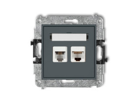 MINI Gniazdo telefoniczne 1xRJ11 + gniazdo komputerowe 1xRJ45 kat.5e 8-stykowy beznarzędziowe grafitowy mat 28MGTK KARLIK