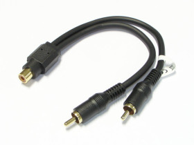 Rozgałęźnik RCA gniazdo - 2x wtyk z kablem 0.2m