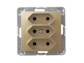 IMPRESJA Gniazdo potrójne EURO złoty metalik GP-3Y/m/28 OSPEL