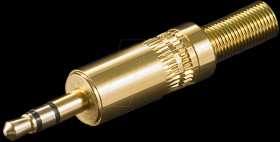 Jack plug, 3.5 mm stereo, gold-plated
