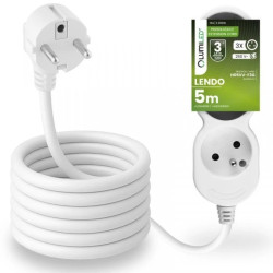 Przedłużacz Sieciowy Kabel z Uziemieniem Listwa Zasilająca 3 Gniazda 5m Biały Sznur Lendo Lumiled