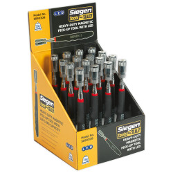 Siegen S0903DB Heavy-Duty Magnetic Pick-Up Tool - LED 3.6kg Capacity Disp Box 16