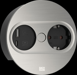 946.004 TWIST 2 1xCEE7/3 1xUSB A/C 22W 2.0m AEH stainless steel look rou