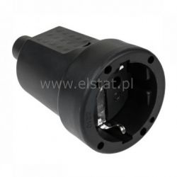 Gniazdo typu niemieckiego 16A/250V, gumowe czarne