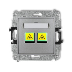 MINI Mechanizm gniazda światłowodowego/optycznego podwójnego srebrny metalik 7MGOP-2