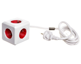Przedłużacz PowerCube z 5-krotnym gniazdem E/FR 1,5m czerwony 2300/FREXPC