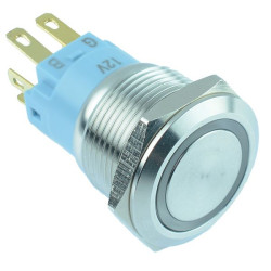 RGB LED 19mm Vandal Resistant Latching Push Button Switch 12V SPDT