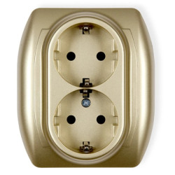 TREND Gniazdo podwójne z/u SCHUKO złoty 6GP-2sp