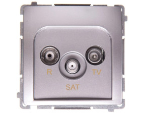Simon Basic Gniazdo antenowe R-TV-SAT przelotowe srebrny mat BMZAR-SAT10/P.01/43