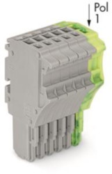 1-wire female connector, 6 pole, pitch 3.5 mm, straight, gray/green-yellow, 2020-106/000-036