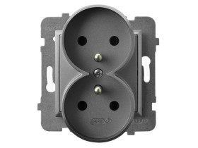 ARIA Gniazdo podwójne z uziemieniem moduł bez ramki szary mat GP-2URAZ/m/70 OSPEL