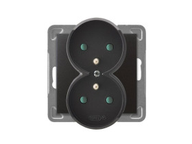 IMPRESJA Gniazdo podwójne z uziemieniem z przesłonami torów prądowych moduł bez ramki antracyt GP-2YRAZP/m/50 OSPEL
