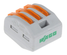 Złącze dźwigniowe 3-żyłowe WAGO rozmiar żyły 28→ 12 AWG Zacisk klatkowy Poliamid Montaż na kablu