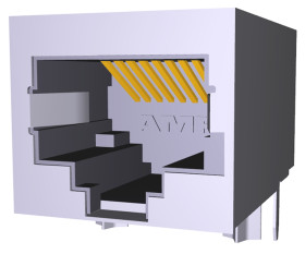 Złącze RJ45 Żeński Złącze RJ45 Montaż na płytce drukowanej Cat5e TE Connectivity, 90° 8-żyłowe