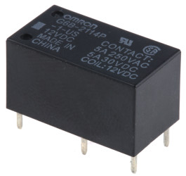 Przekaźnik mocy 12V dc SPST-NC, SPST-NO Omron 200mW, montaż PCB 720Ω Otwór przezierny