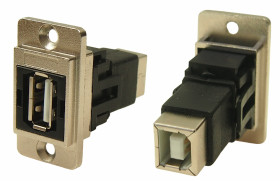 Złącze USB A to B Montaż na panelu Żeńskie do żeńskiego 2.0 2-portowe