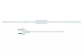 Przewód przyłączeniowy - wtyczka płaska OMYp 2x0,75mm2 - 2m - z wyłącznikiem - biały