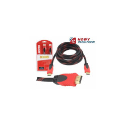 Kabel HDMI 3m czerwony v.1.4