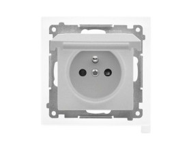 SIMON 55 Gniazdo pojedyncze z uziemieniem szybkozłącza IP44 z uszczelką klapka w kolorze aluminium mat TGZ1BCZ.01/143 KONTAKT SI