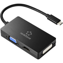 Renkforce Rf-4633066 Adapter USB-C To VGA HDMI DVI Black Audio Video Adapters