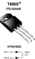 VF40100G Dual High-Voltage Trench MOS Barrier Schottky Rectifier Ultra Low VF = 0.42 V at IF = 5 A