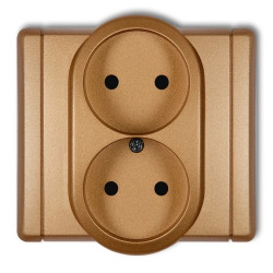 FLEXI Gniazdo podwójne b/u złoty metalik 8FGP-2p