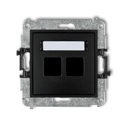 MINI Mechanizm gniazda multimedialnego podwójnego bez modułu (standard Keystone) czarny mat 12MGM-2P
