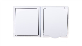 Fala Łącznik Hermetyczny Pojedynczy + Gniazdo Z/U Z Klapką Białe Zh-Ł1g/00/W