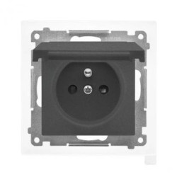 Simon 55 Gniazdo do wersji IP44 z uszczelką (moduł), szybkozłącza. Klapka w kolorze pokrywy Grafitowy mat TGZ1BCZ.01/116