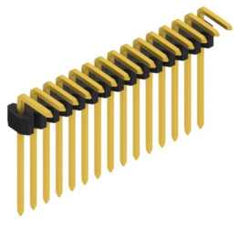 Pin header, 15 pole, pitch 1.27 mm, angled, black, 10061086