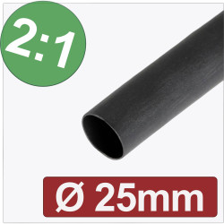 Quadrios 24CA272 Heatshrink Black 25mm 12.50mm 2:1 Sold per metre