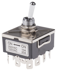 Przełącznik Wł.-(wł.) 4PDT RS PRO Montaż panelowy długość przełącznika 17mm