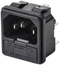 TRU COMPONENTS TC-10088372 Złącze męskie IEC C14 złącze męskie do wbudowania pionowego Łączna ilość styków: 3 10 A czarn