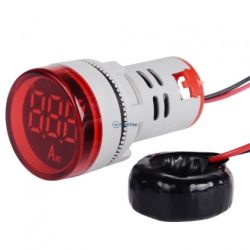Amperomierz LED z przekładnikiem prądowym 28mm 100A AC Czerwony
