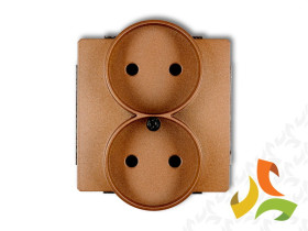 DECO Gniazdo podwójne bez uziemienia do ramki (przesłony torów prądowych) złoty metalik 8DGPR-2p KARLIK